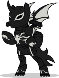 Size: 1280x1687 | Tagged: safe, artist:mlp-trailgrazer, oc, oc only, oc:the deafhorse, pony, agent venom, bipedal, clothes, cosplay, costume, simple background, solo, transparent background, venom