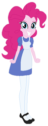 Size: 226x592 | Tagged: safe, artist:cheerful9, artist:selenaede, pinkie pie, human, equestria girls, g4, alice, alice in wonderland, base used, black shoes, blue dress, clothes, crossover, dress, leggings, looking at you, shoes, smiling, smiling at you