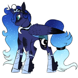 Size: 3000x3000 | Tagged: safe, artist:gingygin, princess luna, pony, g4, alternate design, high res, simple background, solo, white background