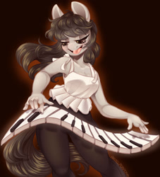 Size: 1280x1408 | Tagged: safe, artist:pastelperyton, oc, oc only, earth pony, anthro, clothes, female, musical instrument, not octavia, pants, piano, shirt, solo