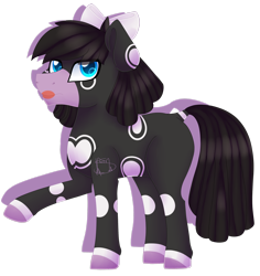 Size: 1920x2033 | Tagged: safe, artist:spokenmind93, oc, oc only, gothitelle, pony, zebra, bow, hair bow, pokémon, ponymon, solo, zebra oc