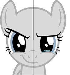 Size: 944x1012 | Tagged: safe, artist:love-jar, pony, base, crying, simple background, solo, two sides