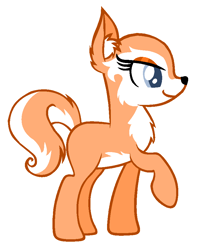 Size: 736x932 | Tagged: safe, artist:rochelle2014, oc, oc only, fox, fox pony, hybrid, pony, base, chest fluff, ear fluff, eyelashes, raised hoof, simple background, smiling, solo, white background