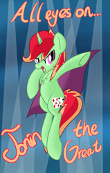 Size: 1053x1660 | Tagged: safe, artist:notadeliciouspotato, oc, oc only, oc:jonin, pony, unicorn, cape, chest fluff, clothes, looking at you, male, open mouth, smiling, smiling at you, solo, stallion, underhoof