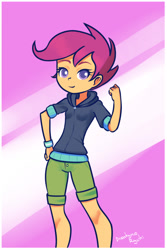 Size: 720x1080 | Tagged: safe, artist:drantyno, scootaloo, human, equestria girls, g4, female, fist, solo