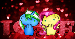 Size: 1125x587 | Tagged: safe, fluttershy, oc, oc:igames, g4, cute, romantic, shipping