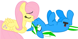 Size: 1380x696 | Tagged: safe, artist:wind falls, fluttershy, oc, oc:igames, g4, shipping, simple background