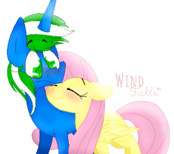 Size: 631x558 | Tagged: safe, artist:wind falls, fluttershy, oc, oc:igames, g4, cute, shipping, simple background, white background