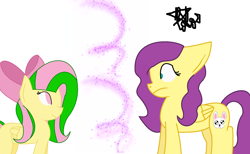 Size: 2048x1259 | Tagged: safe, artist:liikeasweet tfm, oc, oc:fluttergames, oc:liikeasweet, simple background, white background