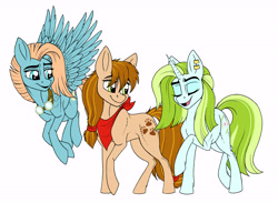 Size: 8134x5956 | Tagged: safe, artist:celestial-rainstorm, oc, oc only, oc:nova star, oc:sweet bear, oc:thunder burst, earth pony, pegasus, pony, unicorn, absurd resolution, commission, female, mare, simple background, white background