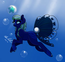 Size: 1150x1100 | Tagged: safe, artist:wildnature03, oc, oc only, earth pony, pony, blue eyes, bubble, contest, crepuscular rays, female, ocean, signature, solo, sunlight, swimming, underwater, water