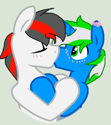 Size: 520x582 | Tagged: safe, artist:julia wc, oc, oc only, oc:igames, oc:tiorafa, blushing, cute, duo, duo male, eyes closed, eyes open, gay, holding hooves, kissing, male, shipping, stallion, stallion on stallion, surprised
