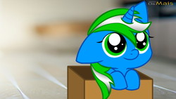 Size: 1920x1080 | Tagged: safe, artist:igames, oc, oc:igames, baby, box, cute, female, filly