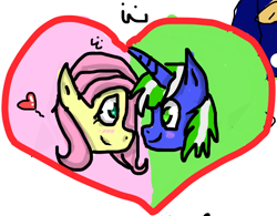 Size: 614x478 | Tagged: safe, artist:obsidian pie, fluttershy, oc, oc:igames, g4, shipping, simple background
