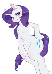 Size: 1075x1518 | Tagged: safe, artist:夏米, rarity, unicorn, semi-anthro, g4, arm hooves, female, simple background, solo, white background