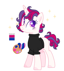 Size: 748x836 | Tagged: safe, artist:glorymoon, oc, oc only, pony, unicorn, bisexual pride flag, clothes, female, mare, pride, pride flag, pride pony, solo