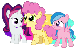 Size: 2505x1597 | Tagged: safe, artist:candyandflurry, firefly, li'l cheese, oc, oc:amethyst, pony, g1, g4, the last problem, female, filly, g1 to g4, generation leap, simple background, transparent background