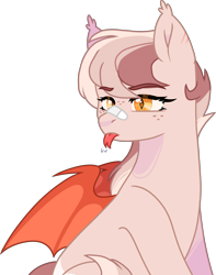 Size: 2403x3052 | Tagged: safe, artist:rickysocks, oc, oc only, oc:pitaya, bat pony, pony, female, forked tongue, high res, mare, simple background, solo, tongue out, transparent background