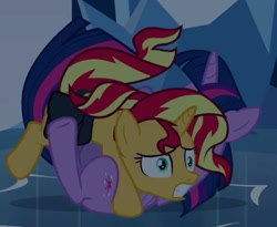 Size: 376x309 | Tagged: safe, screencap, sunset shimmer, twilight sparkle, alicorn, pony, unicorn, equestria girls, g4, my little pony equestria girls, cropped, duo, duo female, female, mare, out of context, twilight sparkle (alicorn)