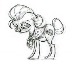 Size: 1080x934 | Tagged: safe, artist:lauren faust, granny smith, earth pony, pony, g4, official, concept art, female, glasses, mare, monochrome, my little pony adventures, pencil drawing, show bible, sketch, traditional art