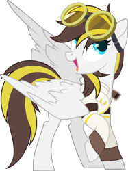 Size: 1200x1606 | Tagged: safe, artist:pegasski, oc, oc only, oc:ruffian, pegasus, pony, g4, clothes, female, goggles, mare, shirt, simple background, solo, transparent background