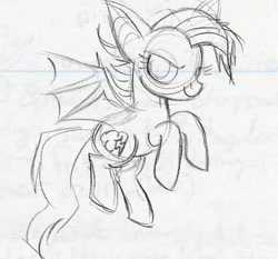 Size: 967x902 | Tagged: safe, artist:lauren faust, bat pony, pony, my little pony: the art of equestria, official, concept art, female, grayscale, mare, monochrome, pencil drawing, sketch, traditional art