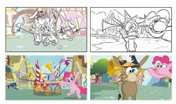 Size: 1080x640 | Tagged: safe, cranky doodle donkey, pinkie pie, donkey, earth pony, pony, a friend in deed, g4, my little pony: the art of equestria, season 2, behind the scenes, comparison, female, male, storyboard, welcome song