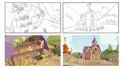 Size: 1080x602 | Tagged: safe, applejack, pony, apple family reunion, g4, season 3, the art of equestria, apple family, apple family member, behind the scenes, comparison, construction helmet, raise this barn, storyboard