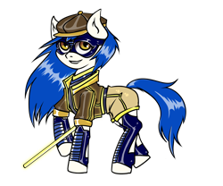 Size: 1158x964 | Tagged: safe, artist:leastways, oc, oc only, oc:light chaser, earth pony, pony, fallout equestria, arnis, commission, female, hat, long hair, long mane, mare, simple background, sketch, solo, superhero, superhero costume, transparent background