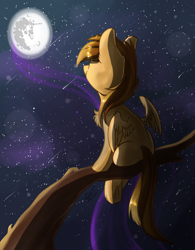 Size: 1500x1926 | Tagged: safe, alternate character, alternate version, artist:yuris, oc, oc only, oc:sharpwing, pegasus, pony, commission, mare in the moon, moon, night, pegasus oc, solo, ych result