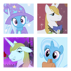 Size: 1000x1000 | Tagged: safe, prince blueblood, trixie, g4, collage, female, male, ship:bluetrix, shipping, straight