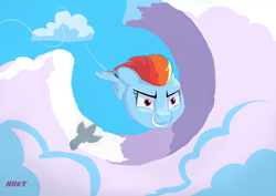 Size: 4960x3508 | Tagged: safe, artist:i love hurt, rainbow dash, pegasus, pony, g4, absurd resolution, cloud, female, flying, mare, rainbow dash is best facemaker, sky, solo