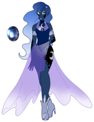 Size: 4045x5265 | Tagged: safe, artist:smilesupsidedown, princess luna, equestria girls, g4, absurd resolution, clothes, cutie mark, cutie mark on equestria girl, dress, female, high heels, see-through, shoes, simple background, solo, transparent background