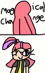 Size: 664x1082 | Tagged: safe, artist:sugarbugjewelpet, moondancer, human, g4, 1000 hours in ms paint, clothes, female, glasses, humanized, one eye closed, solo, sweater, transformation, wink