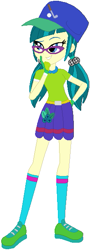 Size: 223x615 | Tagged: safe, artist:selenaede, artist:user15432, juniper montage, human, equestria girls, g4, base used, base:selenaede, baseball cap, belt, blue socks, cap, clothes, cutie mark, cutie mark on clothes, finger on cheek, glasses, gloves, golf, green dress, green shoes, hand on hip, hat, shoes, sneakers, socks, solo, sports, sports outfit, sporty style
