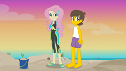 Size: 1909x1080 | Tagged: safe, artist:haileykitty69, edit, edited screencap, screencap, fluttershy, equestria girls, equestria girls series, g4, fake screencap, fluttermour, male, seymour skinner, the simpsons, wetsuit