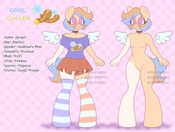 Size: 5583x4190 | Tagged: safe, artist:angie imagines, oc, oc only, oc:cool ginger, pegasus, anthro, choker, clothes, femboy, male, markings, mismatched socks, nonbinary, scar, simple background, skirt, socks, solo, striped socks, surgery scar, thigh highs, top scars, transgender