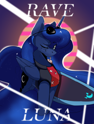 Size: 2738x3600 | Tagged: safe, artist:therealf1rebird, princess luna, alicorn, pony, g4, clothes, female, high res, horn, looking at you, mare, solo, wings