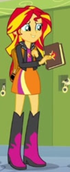 Size: 350x861 | Tagged: safe, screencap, sunset shimmer, equestria girls, g4, my little pony equestria girls: rainbow rocks, book, cropped, solo