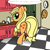 Size: 2000x2000 | Tagged: safe, artist:dafiltafish, applejack, earth pony, pony, g4, applebutt, applejack's hat, butt, coffee, cowboy hat, frog (hoof), hat, hatless, high res, kitchen, looking at you, looking back, looking back at you, missing accessory, plot, solo, underhoof