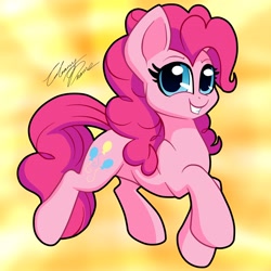 Size: 2920x2918 | Tagged: safe, artist:gleamydreams, pinkie pie, earth pony, pony, g4, female, grin, high res, looking at you, mare, simple background, smiling