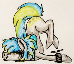 Size: 2004x1729 | Tagged: safe, artist:beamybutt, oc, oc only, earth pony, pony, earth pony oc, eyelashes, eyes closed, face down ass up, female, mare, signature, solo, traditional art