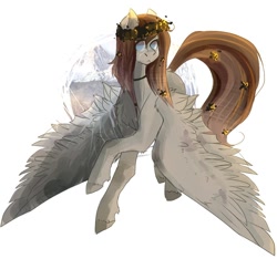 Size: 1000x937 | Tagged: safe, artist:stumpeg, oc, oc only, pegasus, pony, choker, floral head wreath, flower, pegasus oc, simple background, solo, white background, wings