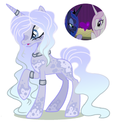 Size: 1056x1176 | Tagged: safe, artist:princess-kitsune-tsu, fleur-de-lis, princess luna, oc, pony, unicorn, g4, female, magical lesbian spawn, mare, offspring, parent:fleur de lune, parent:fleur-de-lis, parent:princess luna, simple background, transparent background