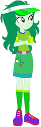 Size: 184x560 | Tagged: safe, artist:selenaede, artist:user15432, wallflower blush, human, equestria girls, g4, base used, base:selenaede, belt, clothes, crossed arms, cutie mark, cutie mark on clothes, gloves, golf, green, green dress, green hat, green socks, hat, purple shoes, shoes, sneakers, socks, solo, sports, sports outfit, sporty style