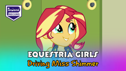 Size: 1280x720 | Tagged: safe, sunset shimmer, driving miss shimmer, equestria girls, g4, my little pony equestria girls: choose your own ending, perdana record, thinking, youtube thumbnail