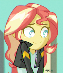 Size: 3472x4000 | Tagged: safe, artist:orin331, sunset shimmer, human, equestria girls, g4, clothes, cute, female, high res, jacket, shimmerbetes, shrug, smiling, solo, style emulation