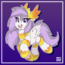 Size: 4000x4000 | Tagged: safe, artist:partypievt, oc, oc only, oc:athena (shawn keller), pegasus, pony, guardians of pondonia, absurd resolution, armor, athenabetes, eye clipping through hair, eyebrows, eyebrows visible through hair, female, looking at you, mare, open mouth, pegasus oc, solo
