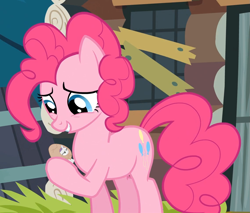 Size: 1137x967 | Tagged: safe, artist:goldendaisies, edit, edited screencap, screencap, pinkie pie, sweetie belle, earth pony, pony, unicorn, g4, pinkie apple pie, season 4, clothes, costume, cropped, duo, egg, egg costume, eggbelle, micro, size difference, sweetie belle is not amused, unamused, vector