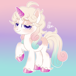 Size: 888x893 | Tagged: safe, artist:polymercorgi, oc, oc only, pony, unicorn, colored horn, horn, solo